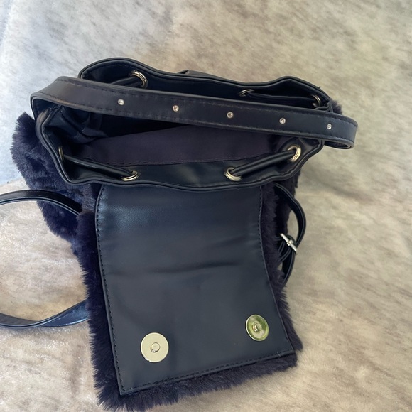 Swarovski fuzzy backpack. Navy blue. - Picture 2 of 6
